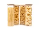Quadratische Vorratsgläser mit Bambusdeckel 4er Set 2400ml