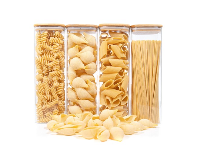 Square storage jars with bamboo lids, set of 4, 2400 ml