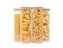 Barattoli quadrati con coperchio in bambù, set da 4, 2400 ml