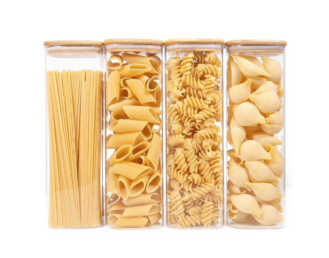 Square storage jars with bamboo lids, set of 4, 2400 ml