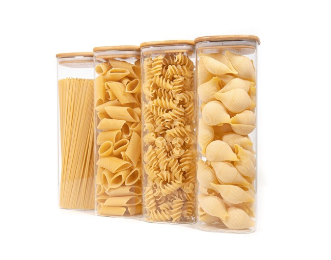 Square storage jars with bamboo lids, set of 4, 2400 ml