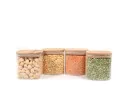 Quadratische Vorratsgläser mit Bambusdeckel 4er Set 800ml