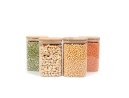 Square storage jars with bamboo lids, set of 4, 1200 ml