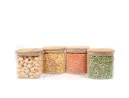 Quadratische Vorratsgläser mit Bambusdeckel 4er Set 800ml