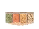 Quadratische Vorratsgläser mit Bambusdeckel 4er Set 1200ml
