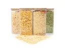 Quadratische Vorratsgläser mit Bambusdeckel 4er Set 1600ml