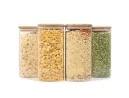 Quadratische Vorratsgläser mit Bambusdeckel 4er Set 1600ml