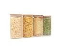 Quadratische Vorratsgläser mit Bambusdeckel 4er Set 1600ml