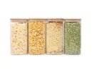 Quadratische Vorratsgläser mit Bambusdeckel 4er Set 1600ml