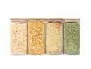 Square storage jars with bamboo lids, set of 4, 1600 ml