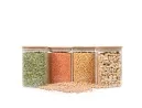 Quadratische Vorratsgläser mit Bambusdeckel 4er Set 1200ml