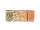 Bocaux de conservation carrés avec couvercles en bambou, lot de 4, 1200 ml