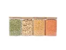 Quadratische Vorratsgläser mit Bambusdeckel 4er Set 1200ml