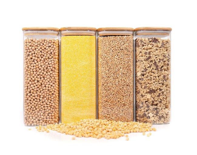 Square storage jars with bamboo lids, set of 4, 2000 ml