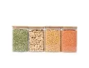 Quadratische Vorratsgläser mit Bambusdeckel 4er Set 1200ml