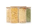 Quadratische Vorratsgläser mit Bambusdeckel 4er Set 1600ml
