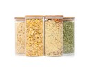 Square storage jars with bamboo lids, set of 4, 1600 ml