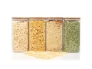 Quadratische Vorratsgläser mit Bambusdeckel 4er Set 1600ml
