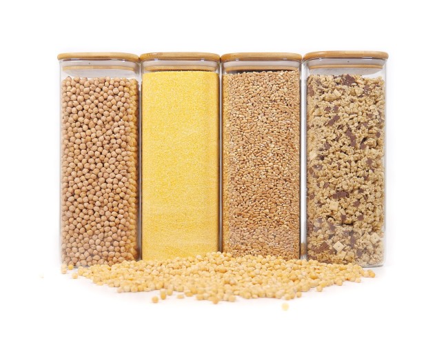 Bocaux de conservation carrés avec couvercles en bambou, lot de 4, 2000 ml