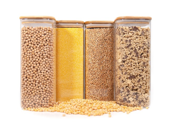 Bocaux de conservation carrés avec couvercles en bambou, lot de 4, 2000 ml