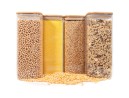 Quadratische Vorratsgläser mit Bambusdeckel 4er Set 2000ml