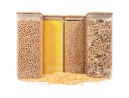 Square storage jars with bamboo lids, set of 4, 2000 ml