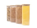 Square storage jars with bamboo lids, set of 4, 2000 ml