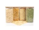 Quadratische Vorratsgläser mit Bambusdeckel 4er Set 1600ml
