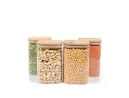 Quadratische Vorratsgläser mit Bambusdeckel 4er Set 1200ml
