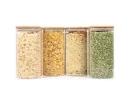 Quadratische Vorratsgläser mit Bambusdeckel 4er Set 1600ml
