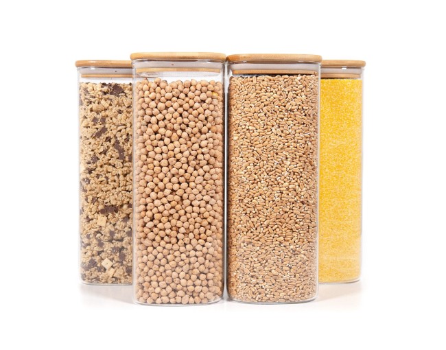 Square storage jars with bamboo lids, set of 4, 2000 ml