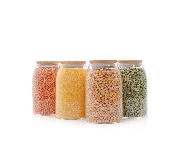 Bocaux de conservation ovales avec couvercles en bambou, lot de 4, 800 ml