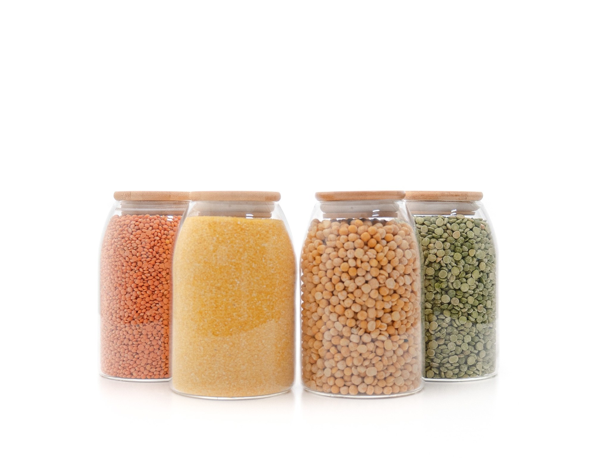 Bocaux de conservation ovales avec couvercles en bambou, lot de 4, 800 ml