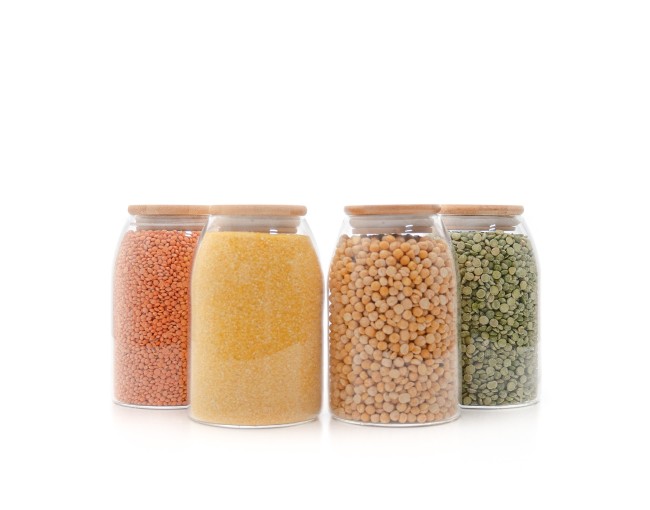 Barattoli ovali con coperchio in bambù, set da 4, 800 ml