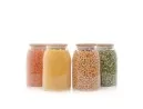 Ovale Vorratsgläser mit Bambusdeckel 4er Set 800ml
