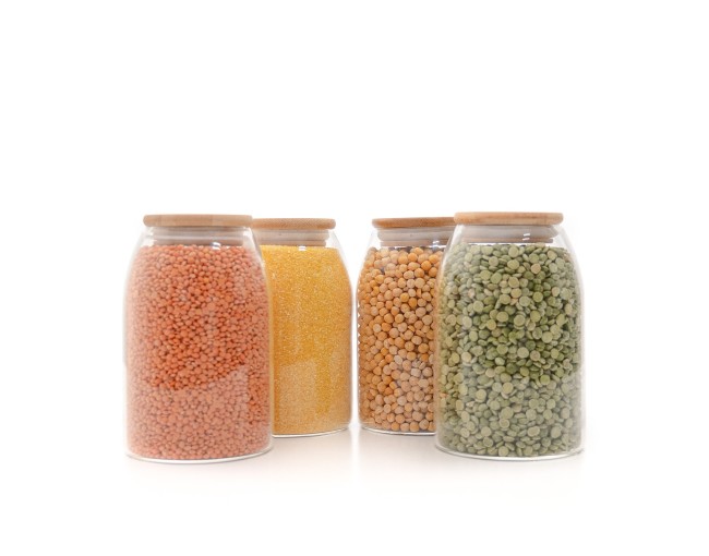 Bocaux de conservation ovales avec couvercles en bambou, lot de 4, 800 ml