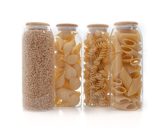 Oval storage jars with bamboo lids, set of 4, 1500 ml