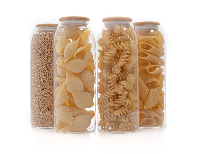 Oval storage jars with bamboo lids, set of 4, 1500 ml