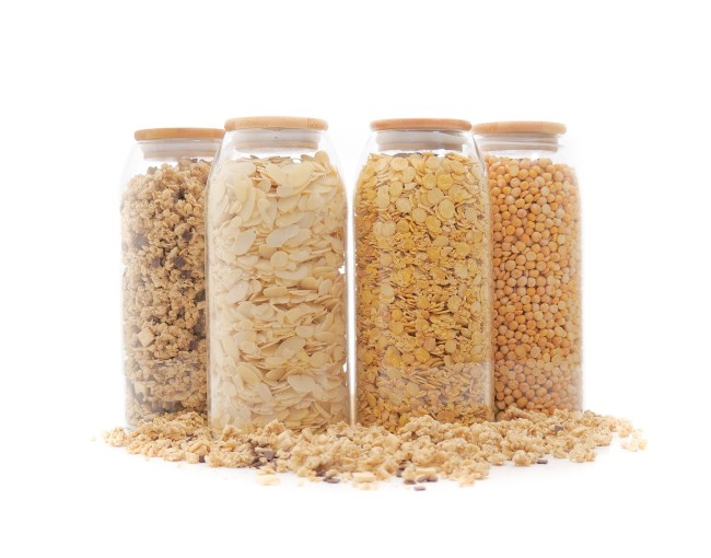 Barattoli ovali con coperchio in bambù, set da 4, 1200 ml