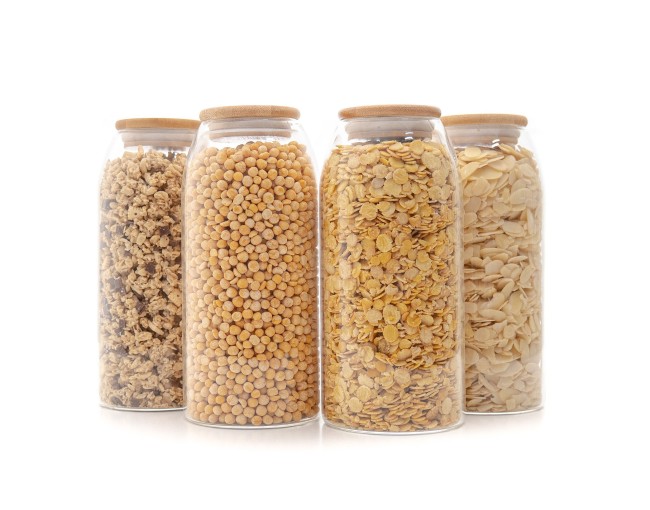 Oval storage jars with bamboo lids, set of 4, 1200 ml