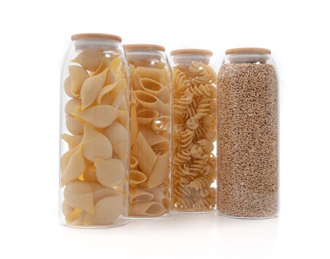 Oval storage jars with bamboo lids, set of 4, 1500 ml