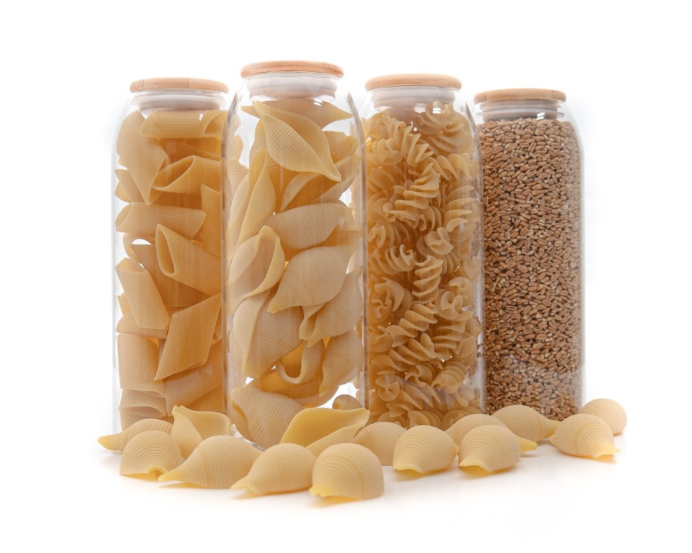 Barattoli ovali con coperchio in bambù, set da 4, 1500 ml