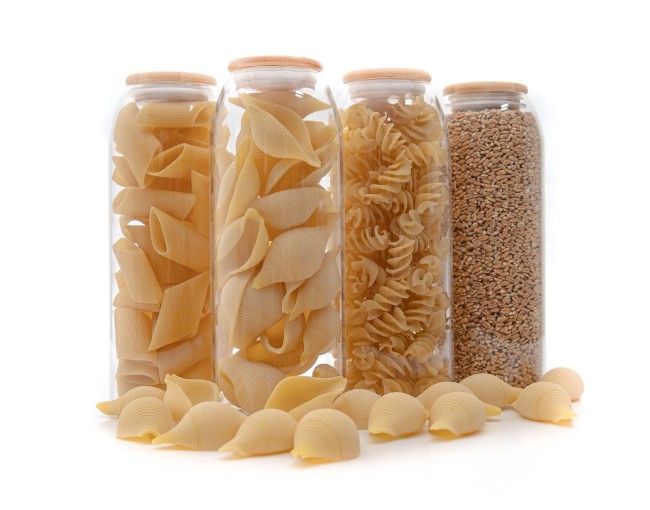 Oval storage jars with bamboo lids, set of 4, 1500 ml