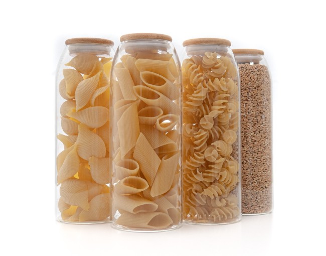 Bocaux de conservation ovales avec couvercles en bambou, lot de 4, 1500 ml