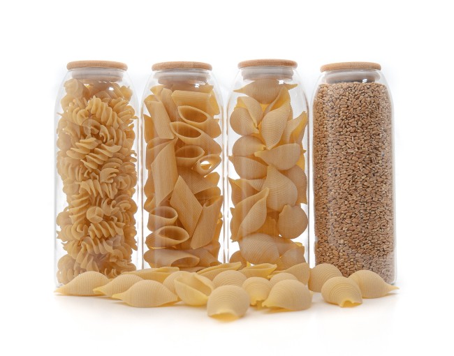 Barattoli ovali con coperchio in bambù, set da 4, 1500 ml