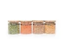 Clipverschluss Vorratsgläser mit Bambusdeckel 4er Set 750ml