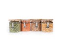 Clip-on storage jars with bamboo lids, set of 4, 750ml