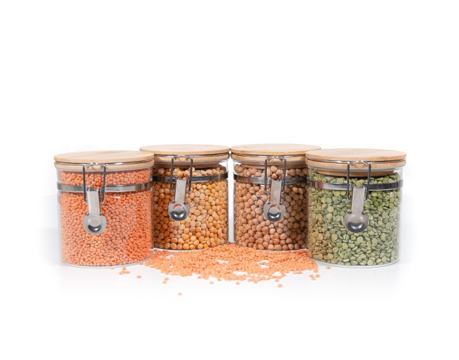 Bocaux de conservation à clipser avec couvercles en bambou, lot de 4, 750 ml