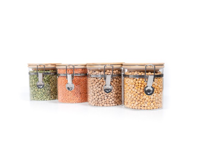 Clip-on storage jars with bamboo lids, set of 4, 750ml