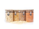 Clip-on storage jars with bamboo lids, set of 4, 1000ml